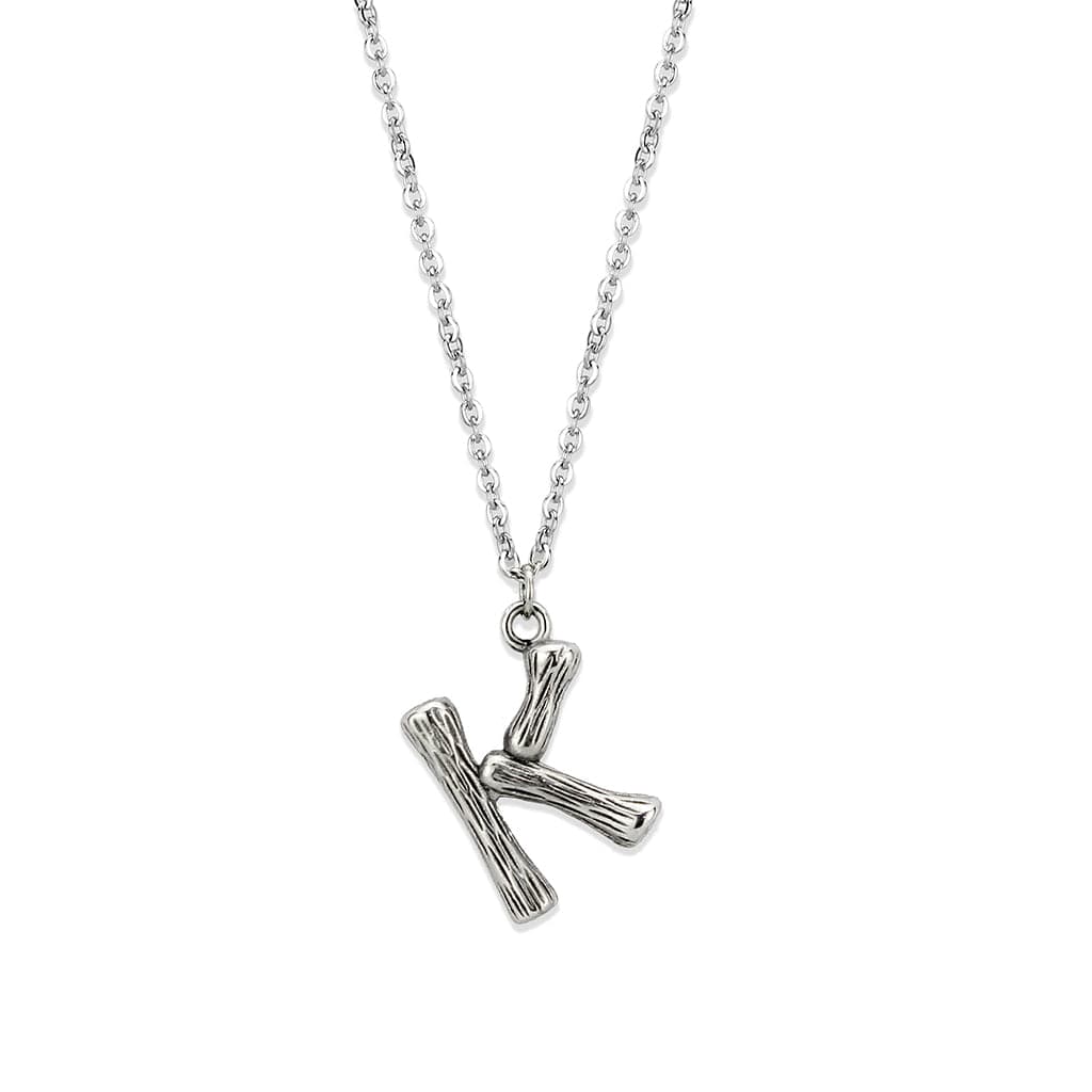 Stainless Steel Silver Bamboo Letter K Pendant Chain Pendant