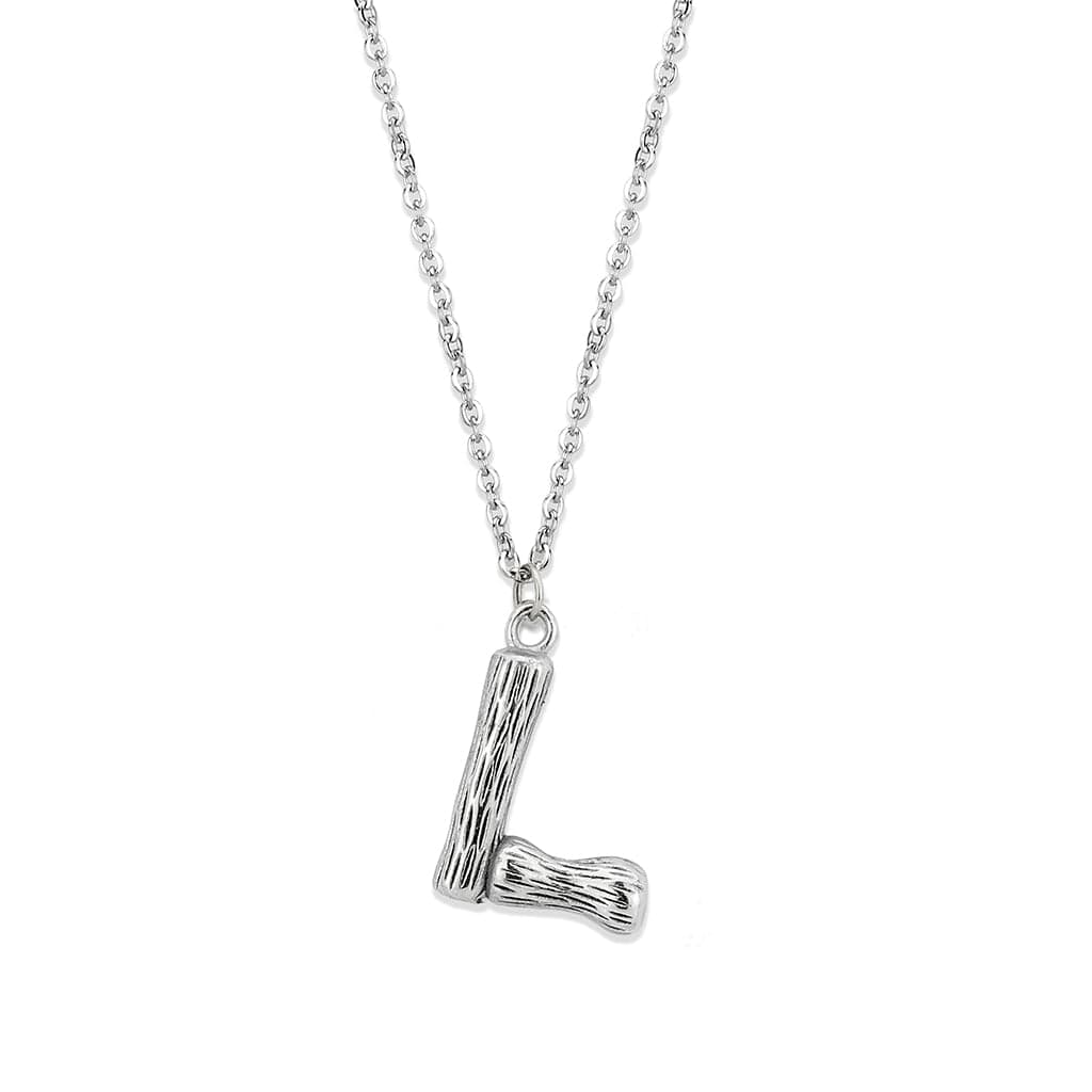 Stainless Steel Silver Bamboo Letter L Pendant Chain Pendant