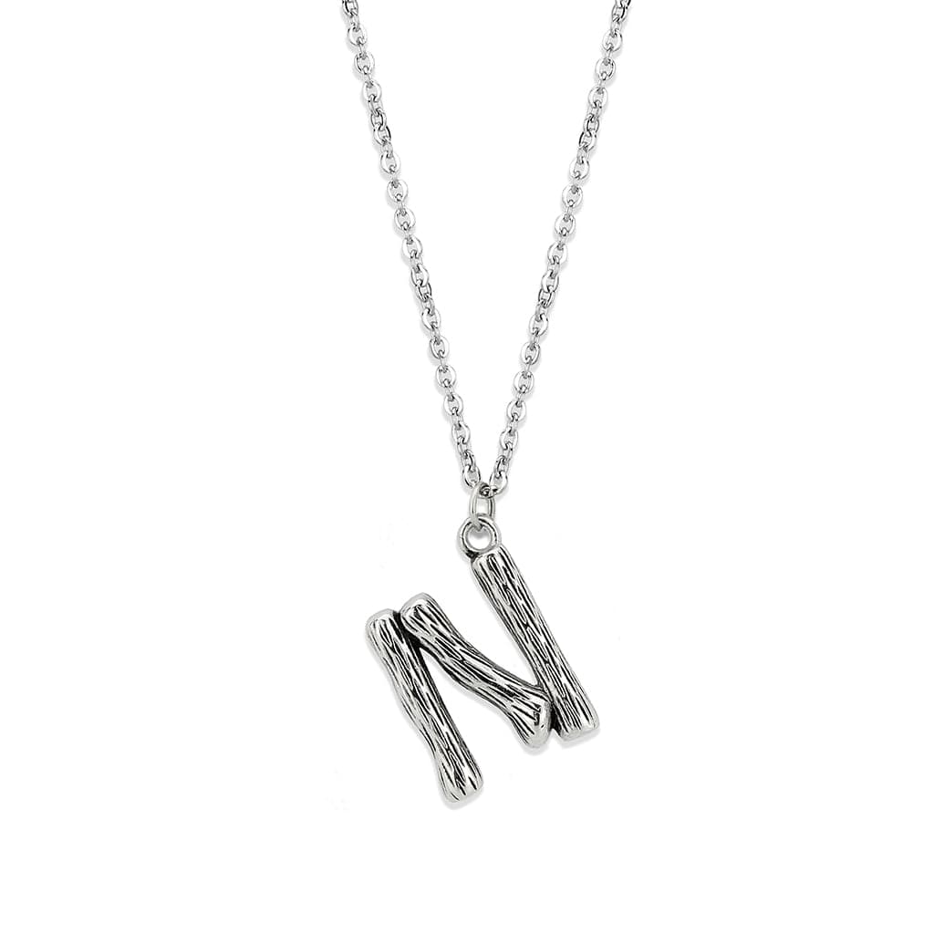 Stainless Steel Silver Bamboo Letter N Pendant Chain Pendant