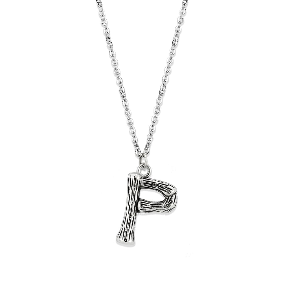 Stainless Steel Silver Bamboo Letter P Pendant Chain Pendant