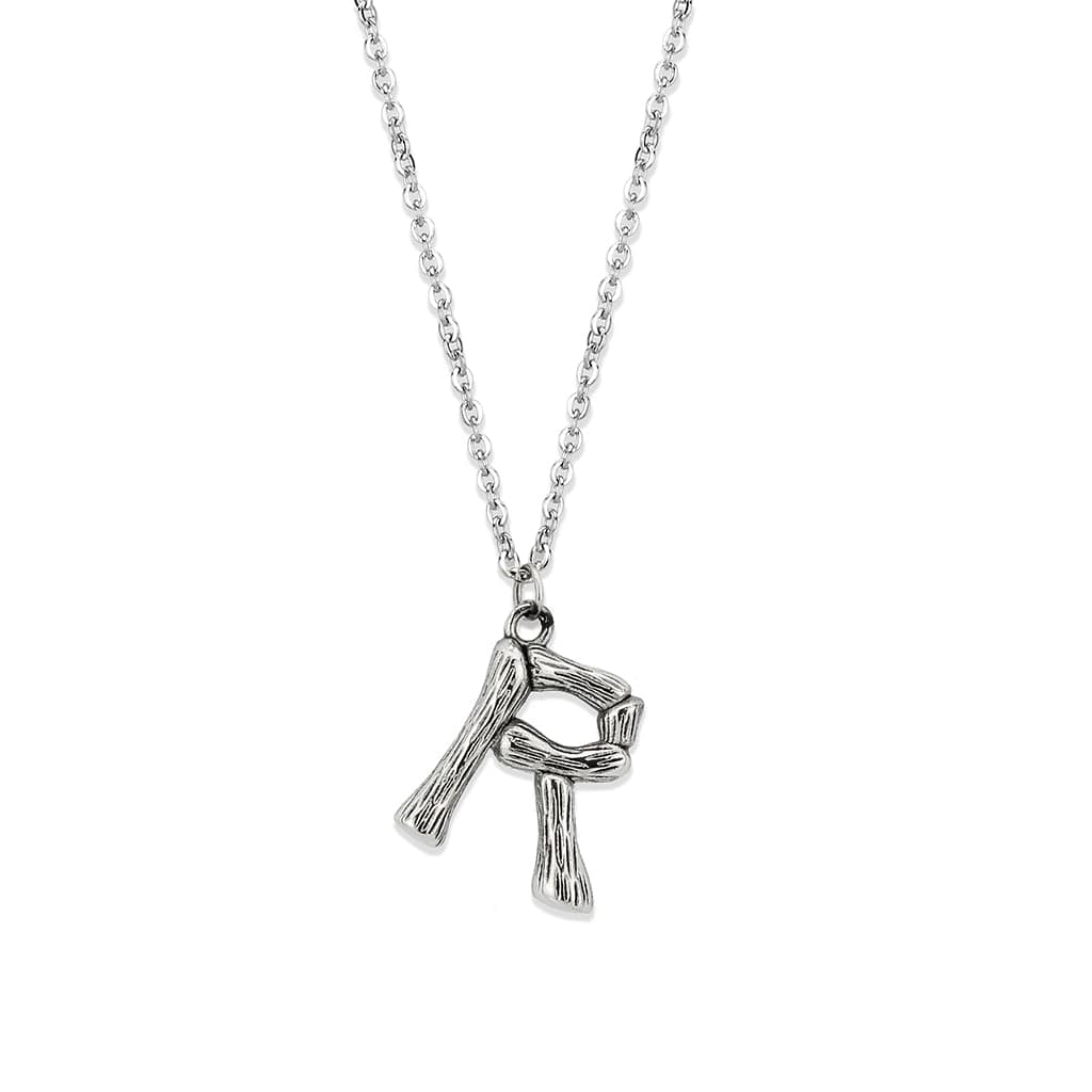 Stainless Steel Silver Bamboo Letter R Pendant Chain Pendant