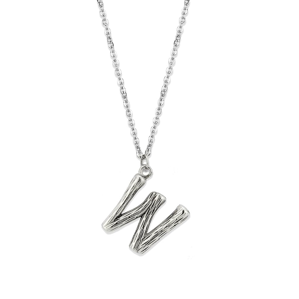 Stainless Steel Silver Bamboo Letter W Pendant Chain Pendant