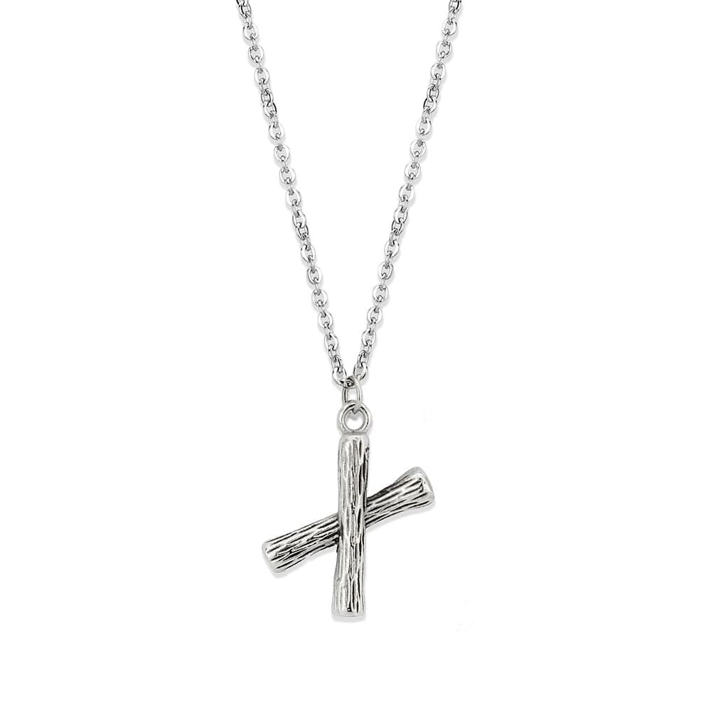 Stainless Steel Silver Bamboo Letter X Pendant Chain Pendant