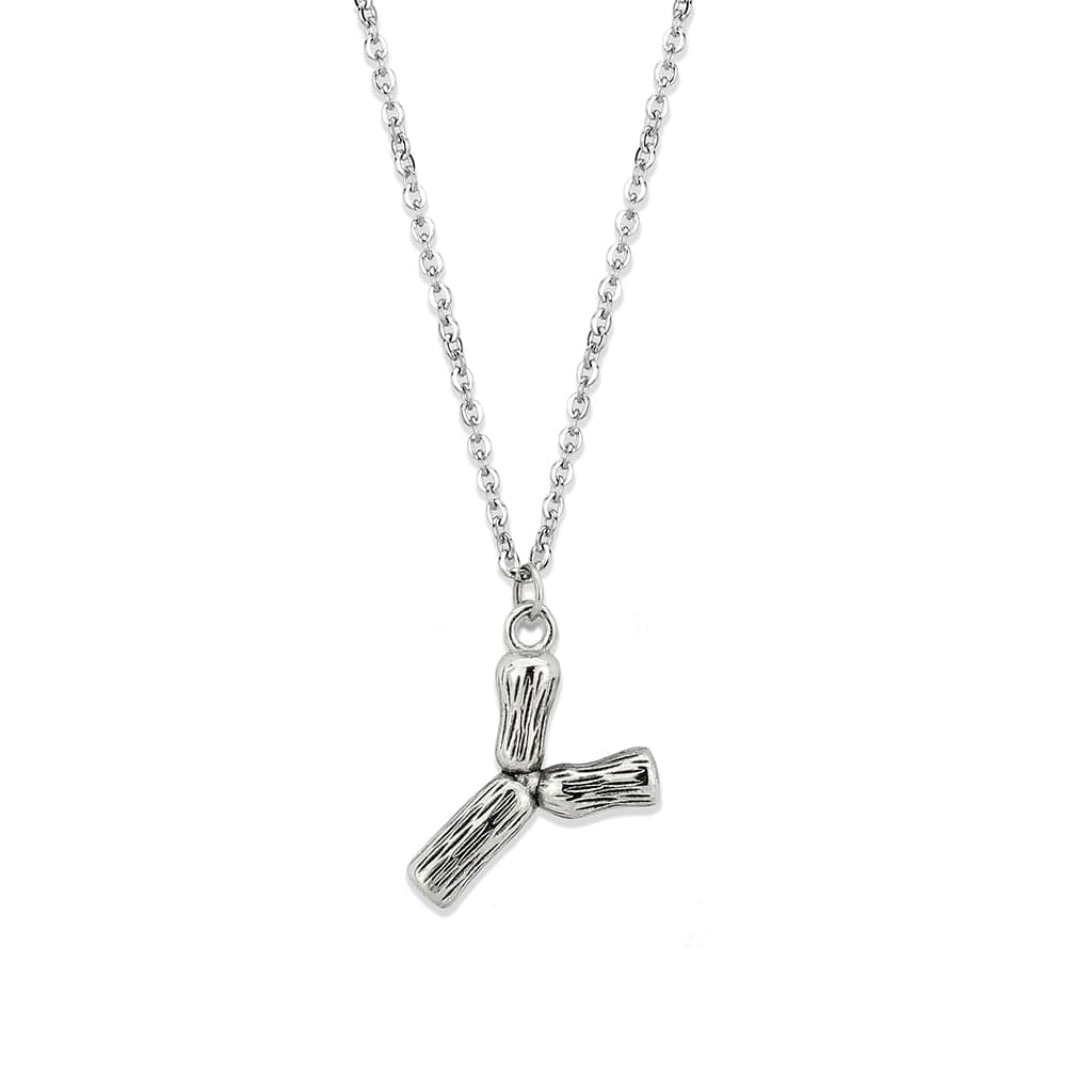 Stainless Steel Silver Bamboo Letter Y Pendant Chain Pendant