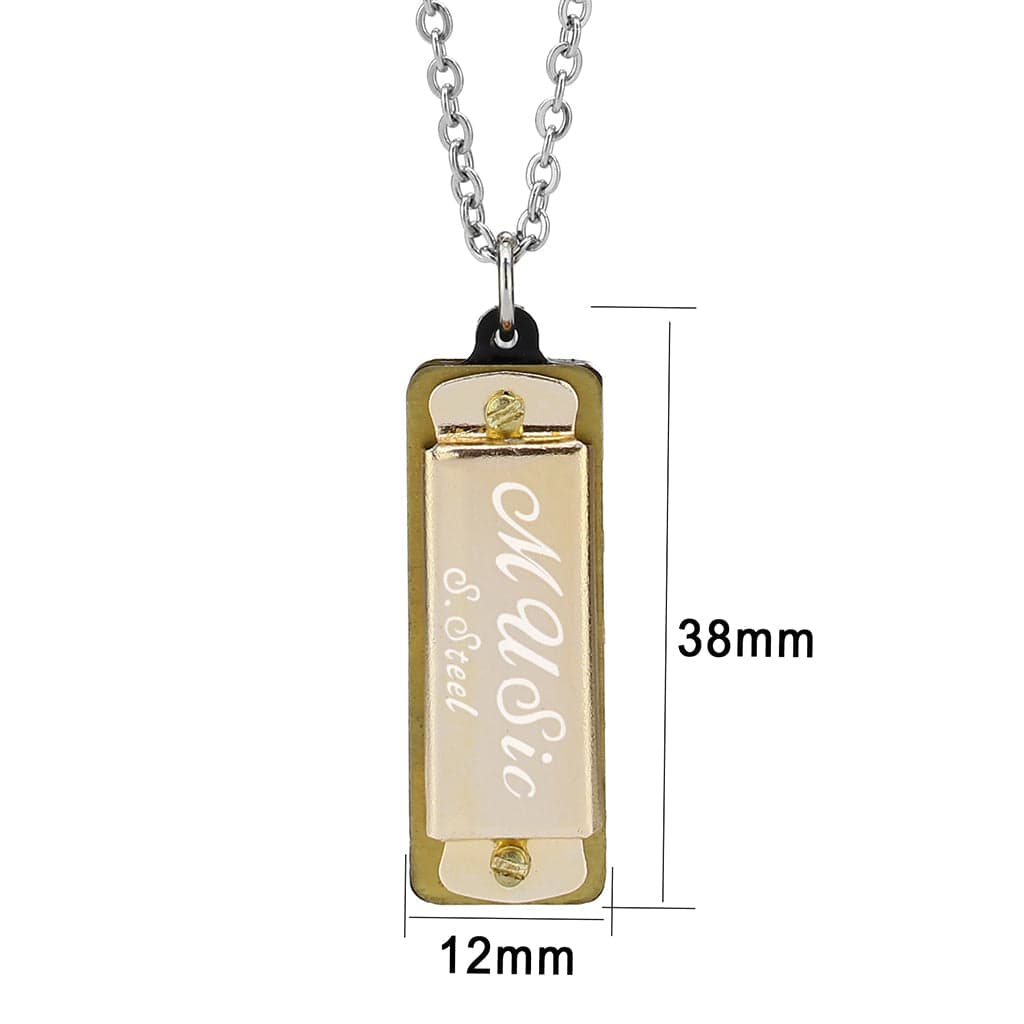 Stainless Steel Silver Music Harmonica Novelty Pendant Pendant