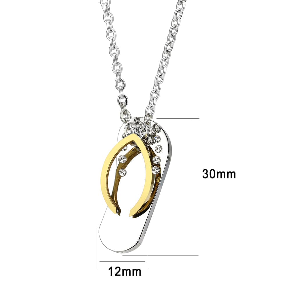 Stainless Steel Gold IP Flip Flop CZ Novelty Pendant Pendant