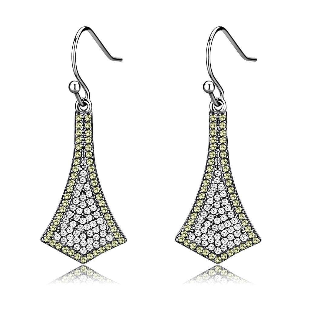 Stainless Steel CZ Pave Eiffel Tower Drop Earrings