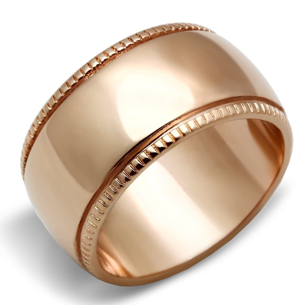 Brass Rose Gold Polished Milgrain Edge Wide Band Ring