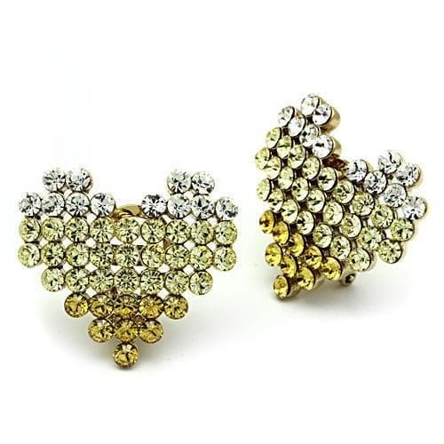Brass Gold Yellow Green Crystal Starfish Flower Studs Ring