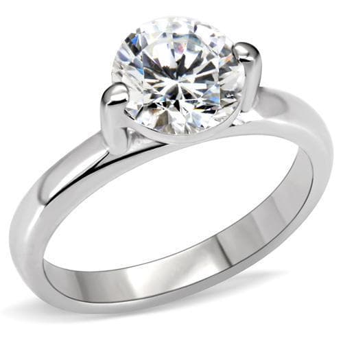 Brass CZ Round Classic Prong Raised Solitaire Ring