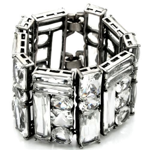 Brass CZ Baguette Multi Stone Stretch Bracelet