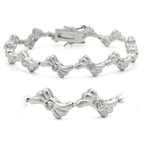 Brass CZ Pave Fleur de Lis Link Bracelet | The Stainless Jewelry