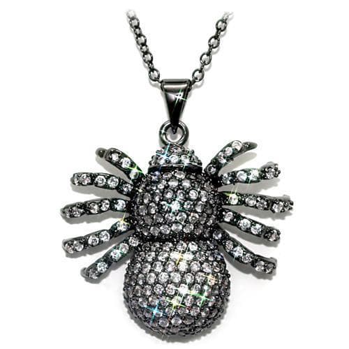 Brass Black Rhodium CZ Pave Spider Figure Pendant