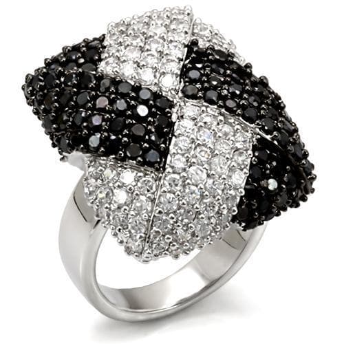 Brass Silver Black White CZ Pave Wide Dome Cocktail Ring
