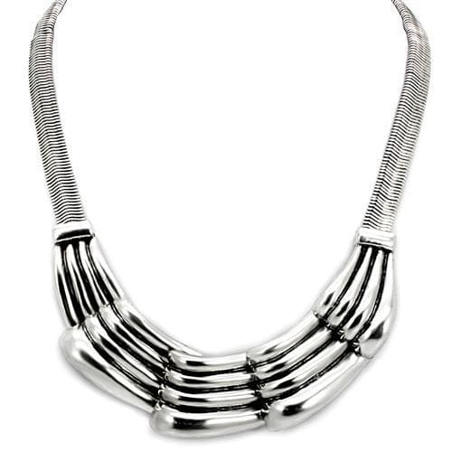 Brass Silver Polished Multi Strand Collar Necklace