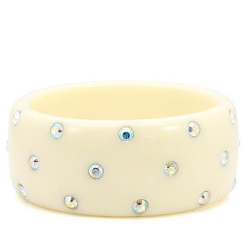 Stainless Steel Ivory Resin Aurora Borealis Crystal Bracelet