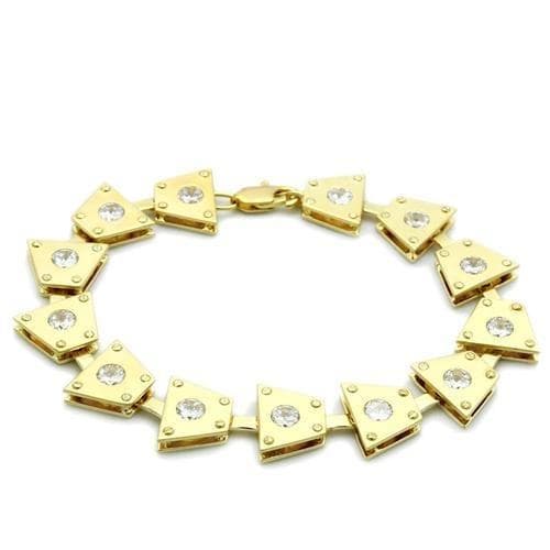 Brass Gold CZ Triangle Link Bracelet | The Stainless Jewelry
