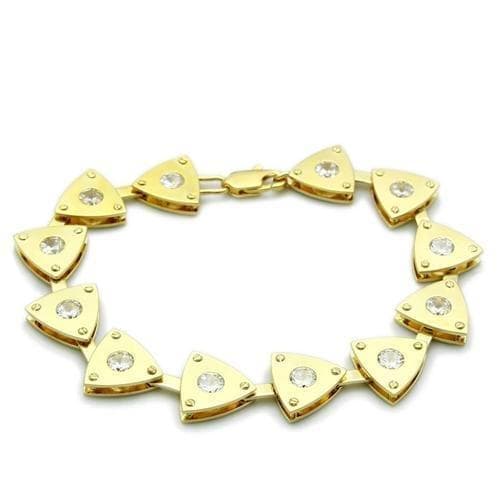 Brass Gold CZ Shield Triangle Link Bracelet