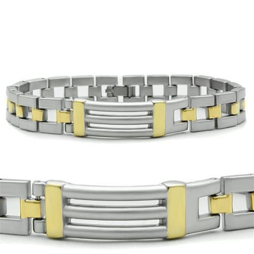 Brass Two Tone Silver Gold Bar Link Bracelet