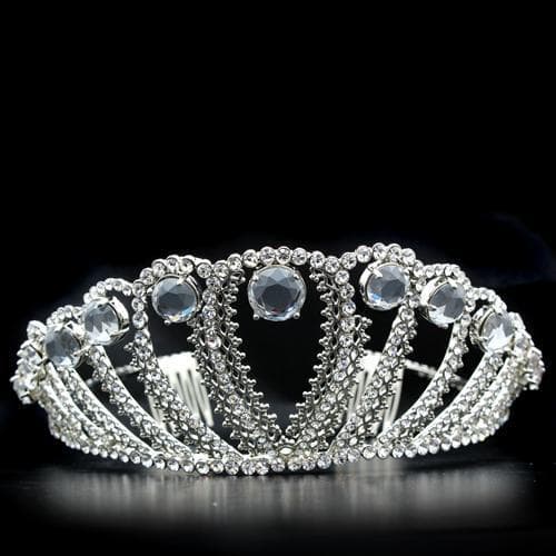 Brass Silver Crystal Oval Bezel Crown Tiara Ring