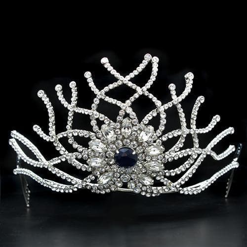 Brass Silver Crystal Sunburst Spray Crown Tiara Ring