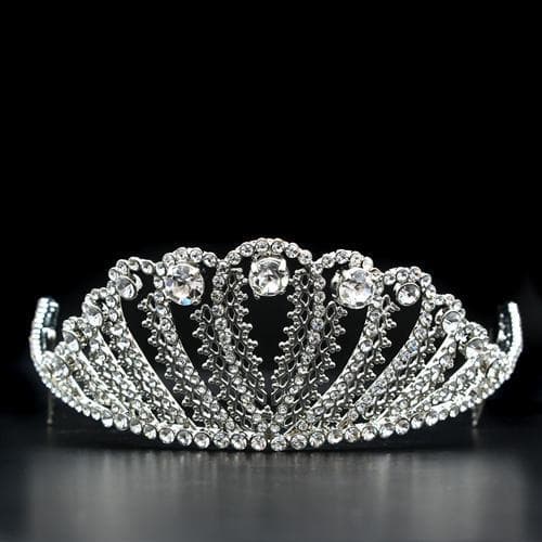 Brass Silver Crystal Fan Shell Low Crown Tiara Ring