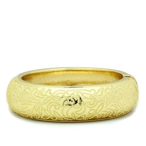 Brass Gold Engraved Floral Textured Wide Dome Bangle Bracelet