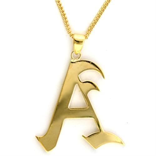 Brass Gold Gothic Letter A Initial Pendant Necklace