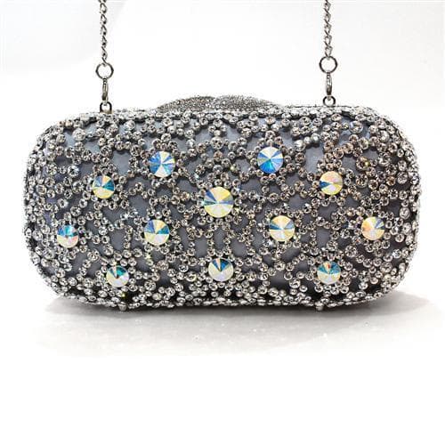 Brass Silver Aurora Borealis Crystal Pave Pill Clutch Ring