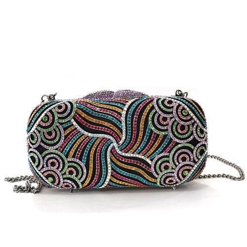 Brass Multicolor Bead Swirl Pattern Oval Clutch Ring