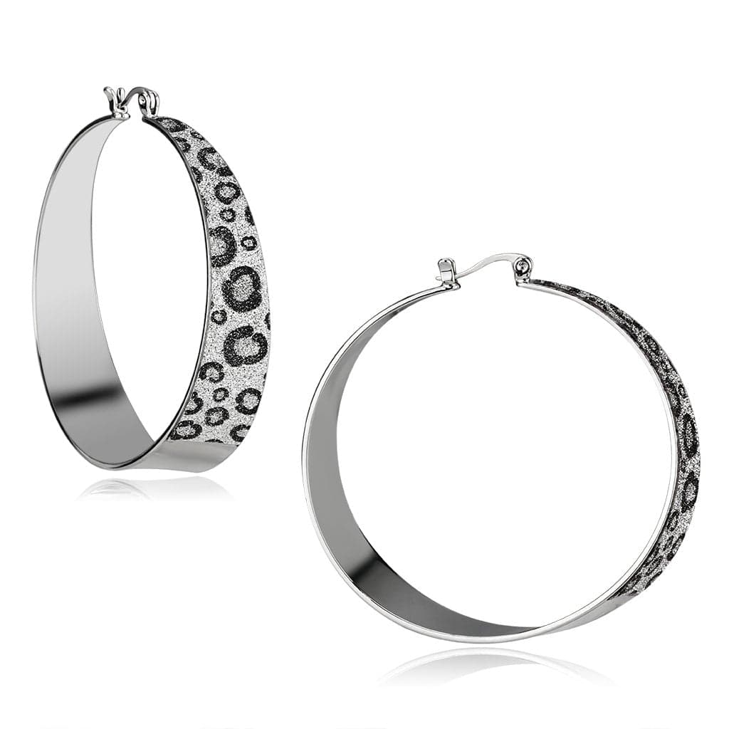Iron Silver Leopard Print Wide Hoop Earrings
