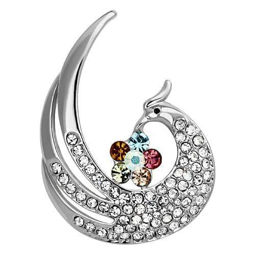 Brass Silver Multi Color Crystal Pave Swirl Swan Ring