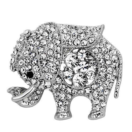 Brass Silver Crystal Pave Elephant Ring | The Stainless Jewelry