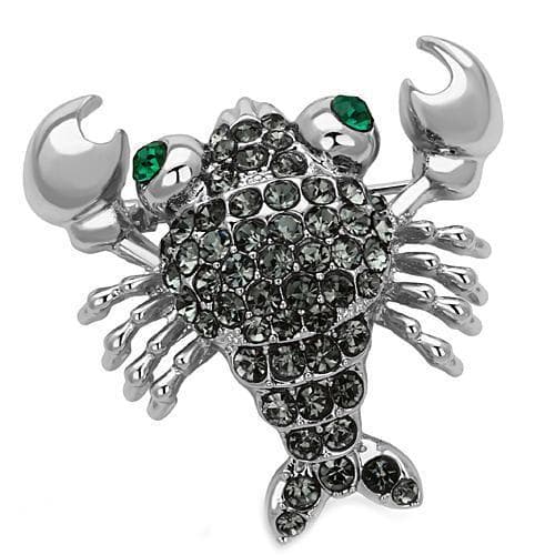 Brass Silver Grey Crystal Pave Crab Scorpion Brooch