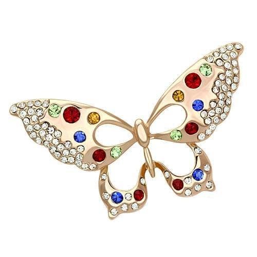 Brass Rose Gold Multi Color Crystal CZ Butterfly Bow Ring