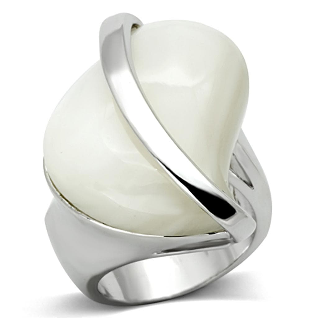 Brass Silver White Shell Pearl Wrapped Dome Cocktail Ring