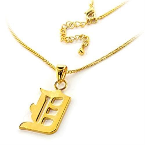 Brass Gold Gothic Letter E Chain Pendant Necklace