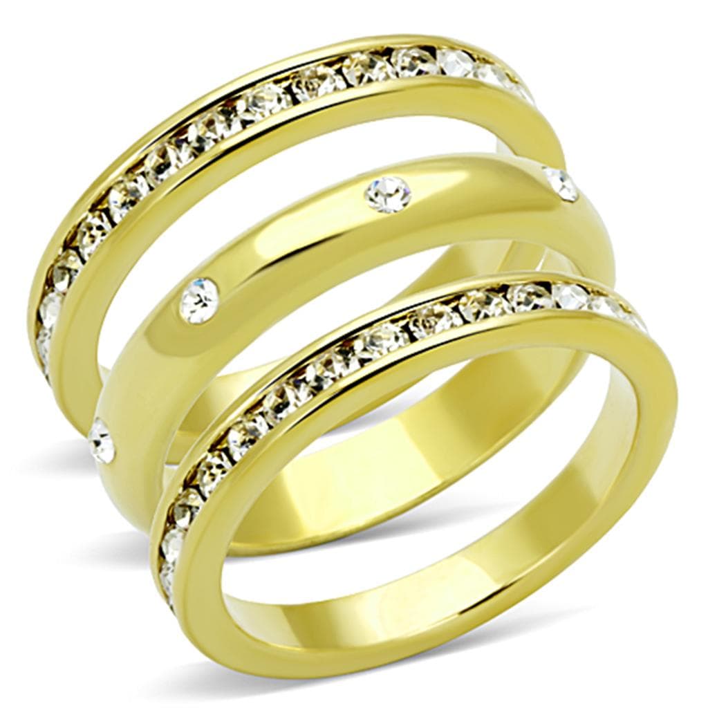 Brass Gold CZ Multi Band Stackable Ring Set Ring