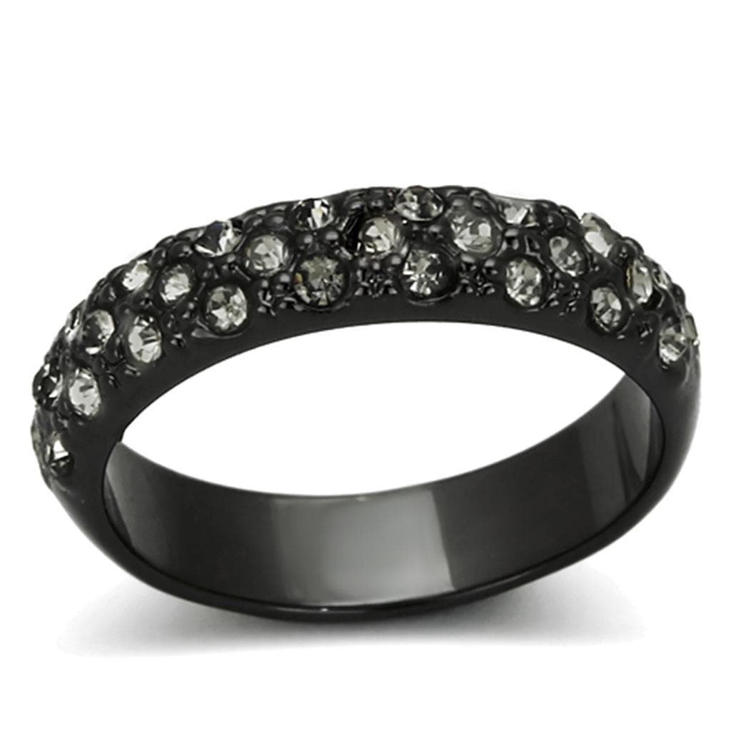 Brass Black IP Crystal Pave Multi Row Band Ring
