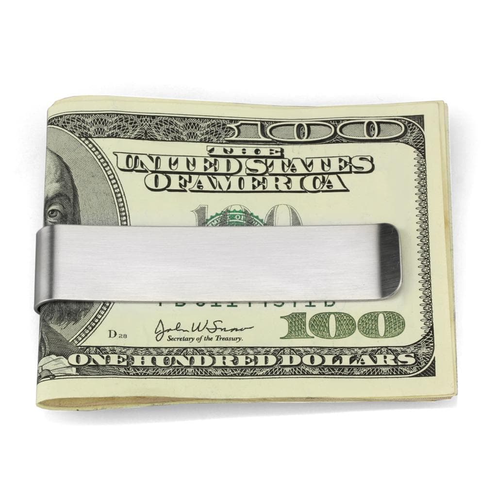 Stainless Steel Silver Brushed Satin Money Clip Ring