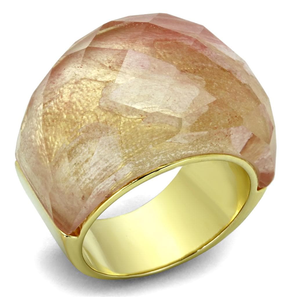 Brass Rose Gold Peach Shell Dome Cocktail Ring