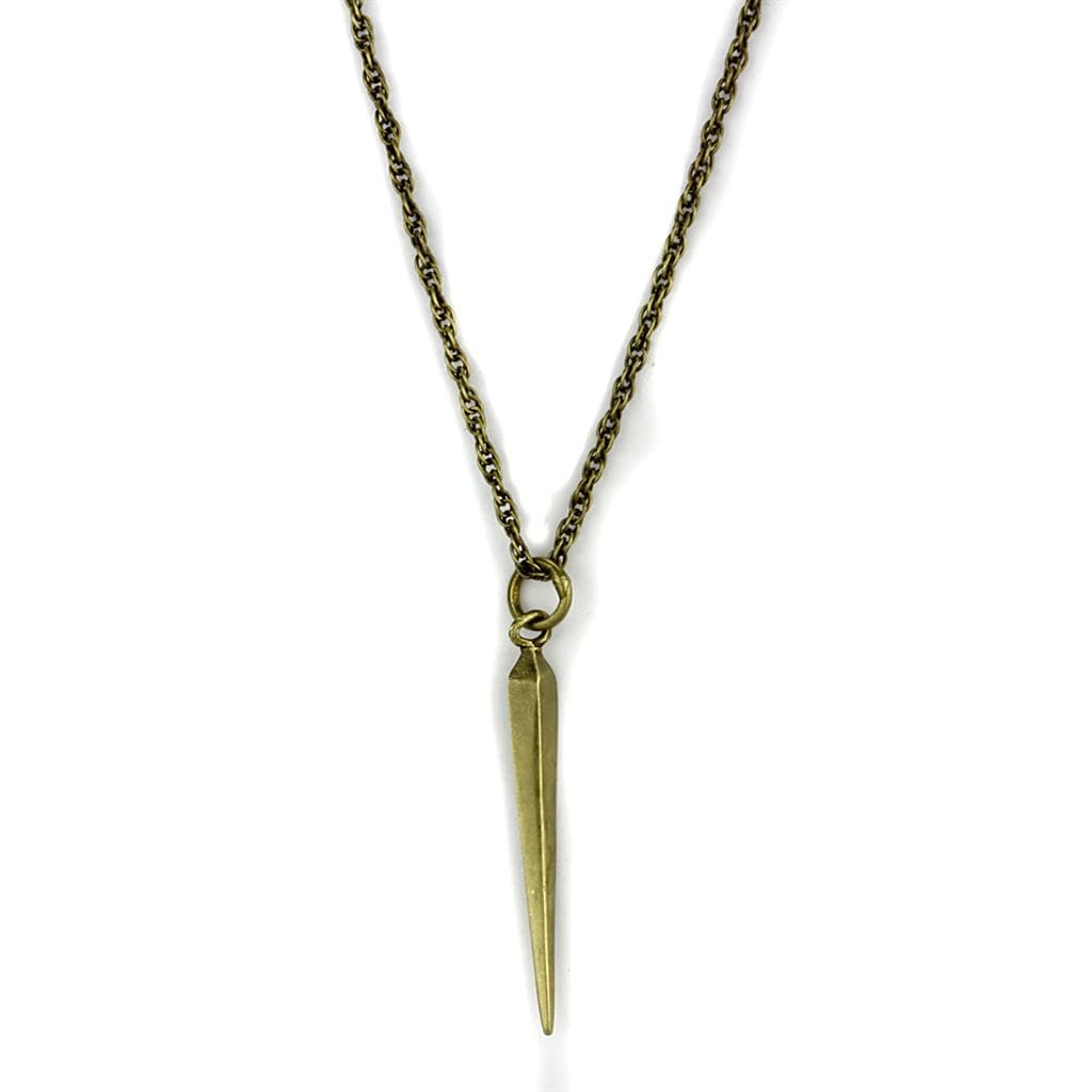 Brass Antique Gold Spike Dagger Pendant Necklace