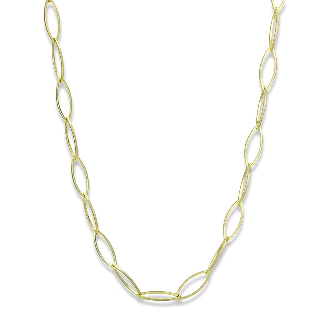 Brass Gold Open Oval Link Long Chain Necklace