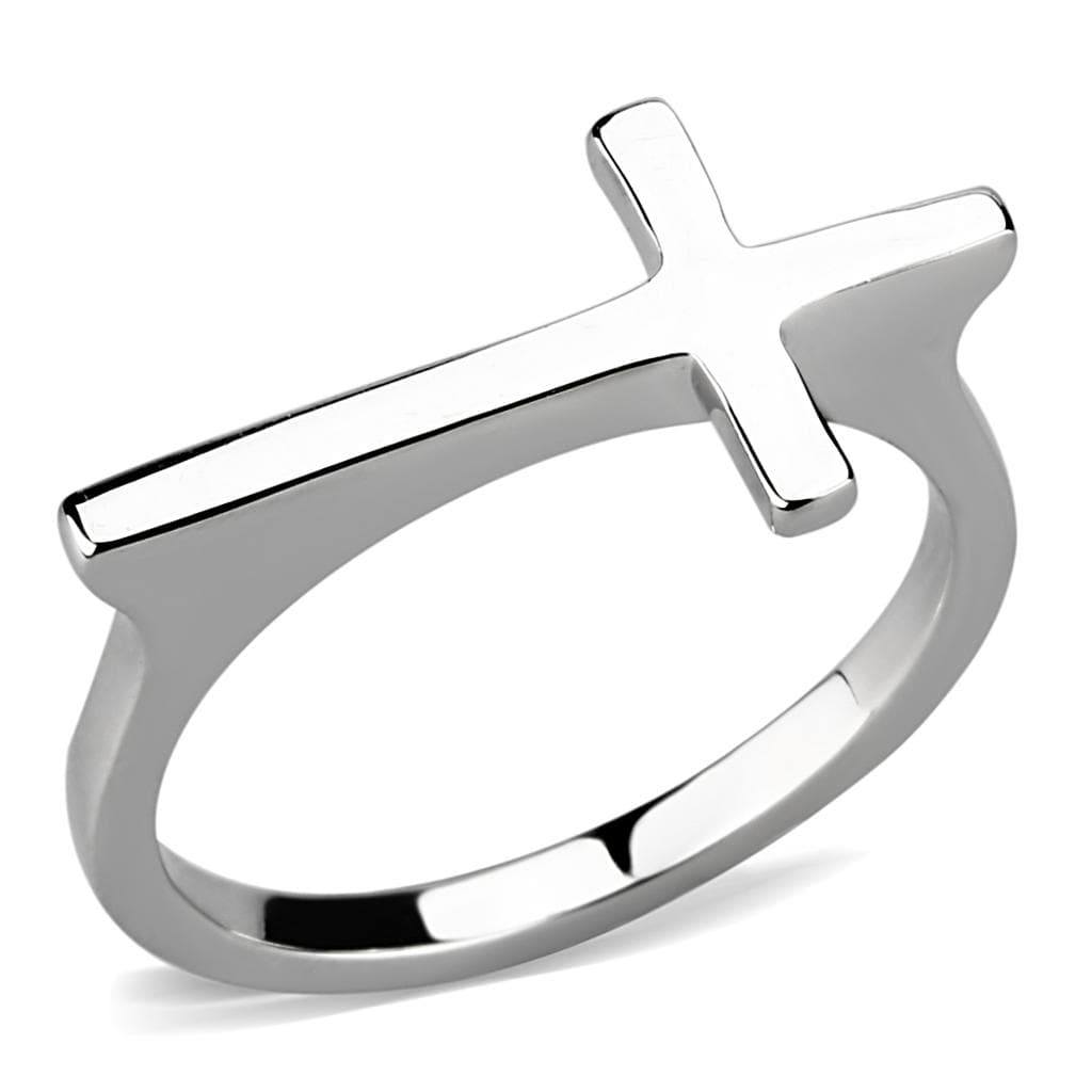 Brass Silver Polished Plain Cross Ring | The Stainless Jewelry
