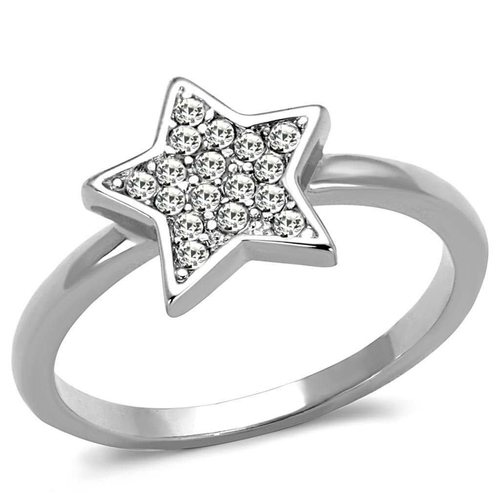 Brass Silver CZ Pave Star Ring | The Stainless Jewelry