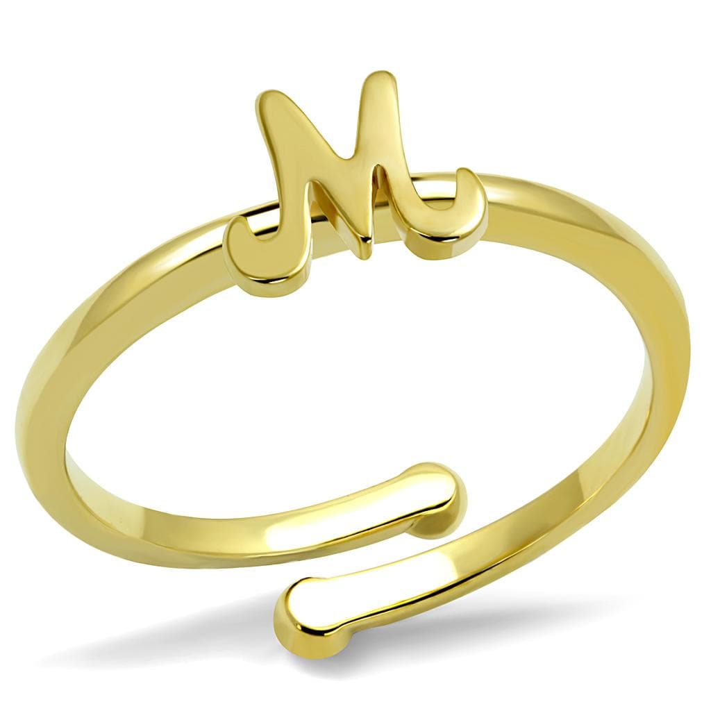 Brass Gold Script Letter M Initial Toe Ring