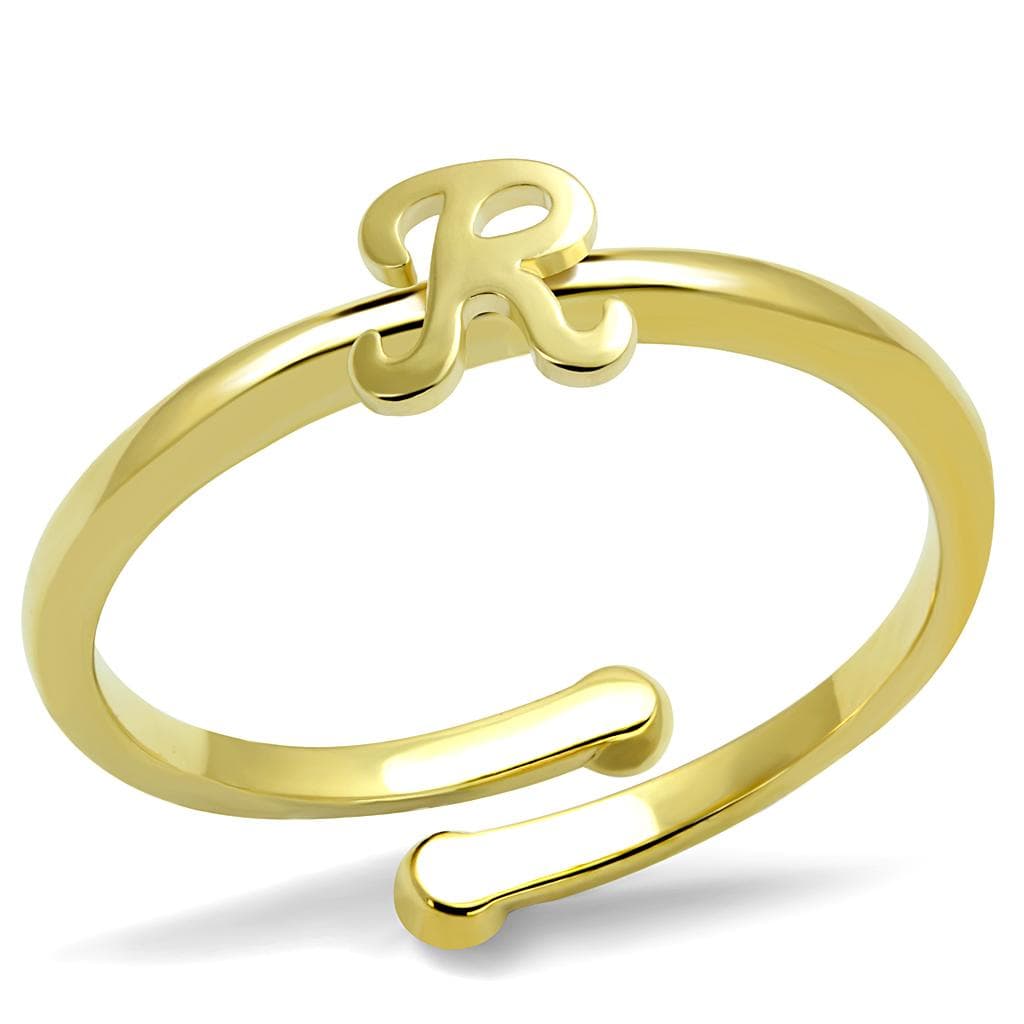 Brass Gold Script Letter R Initial Toe Ring