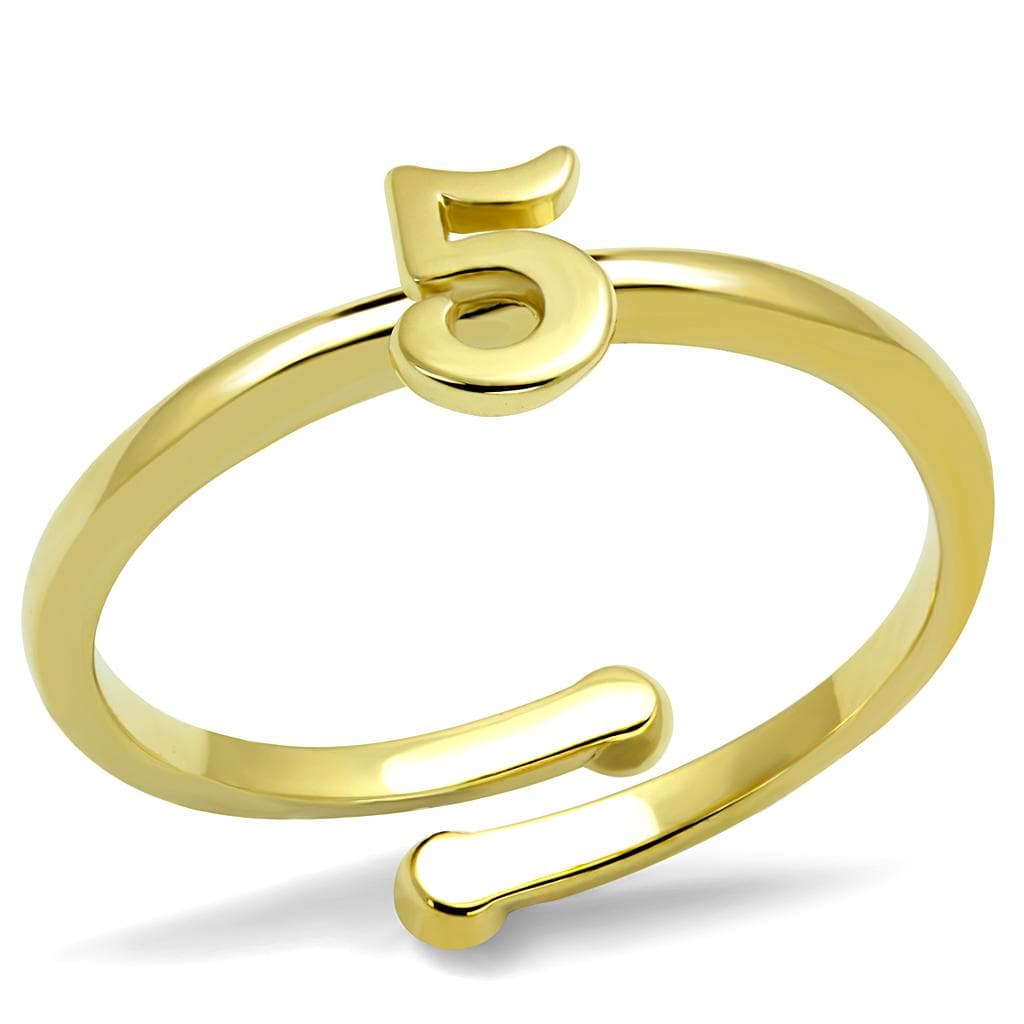 Brass Gold Script Number 5 Toe Ring | The Stainless Jewelry