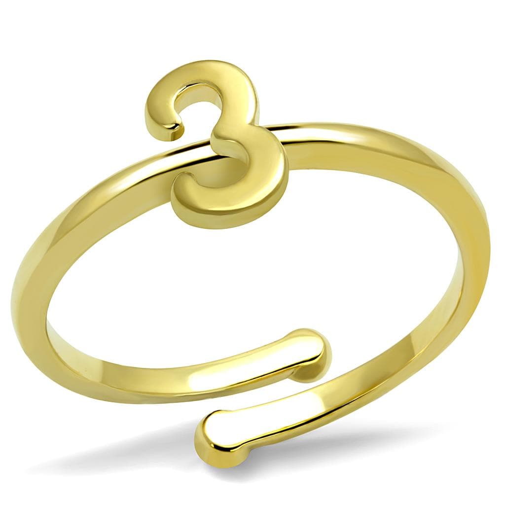 Brass Gold Script Number 3 Toe Ring | The Stainless Jewelry