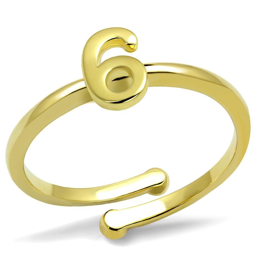 Brass Gold Script Number 6 Toe Ring | The Stainless Jewelry